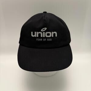 Fear of God Union Logo Black Cap with White Branding